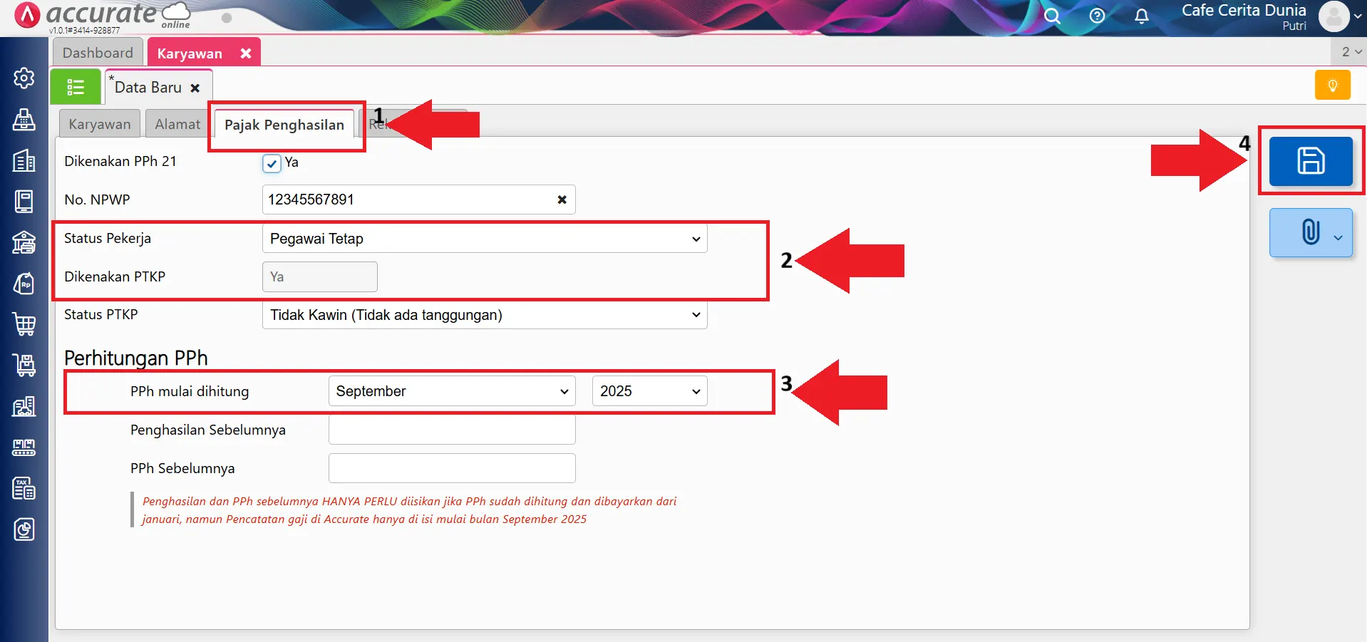Catat gaji PPh 21 & SPT